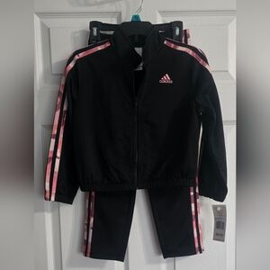 Adidas Black and Pink Tracksuit